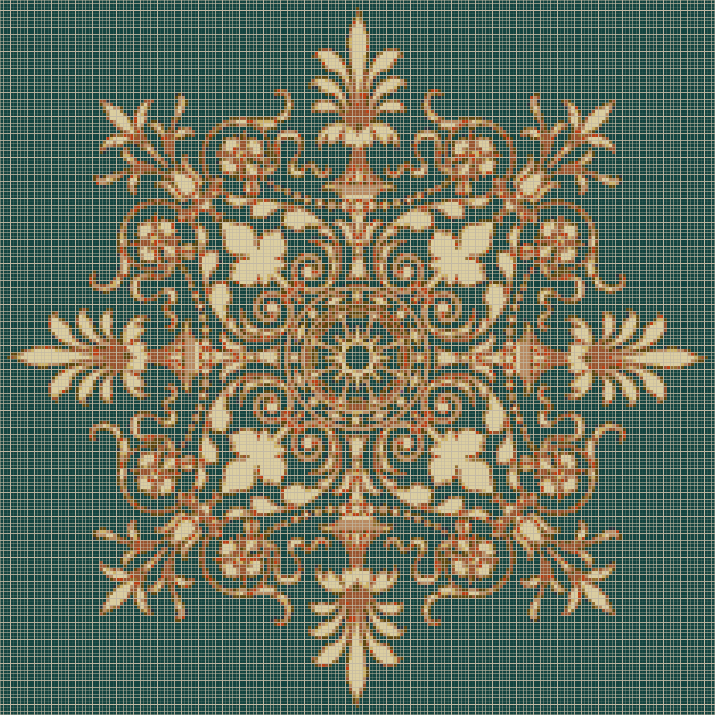 Victorian Ornament (Terra-Brown on D-Marine) - Mosaic Tile Picture Art