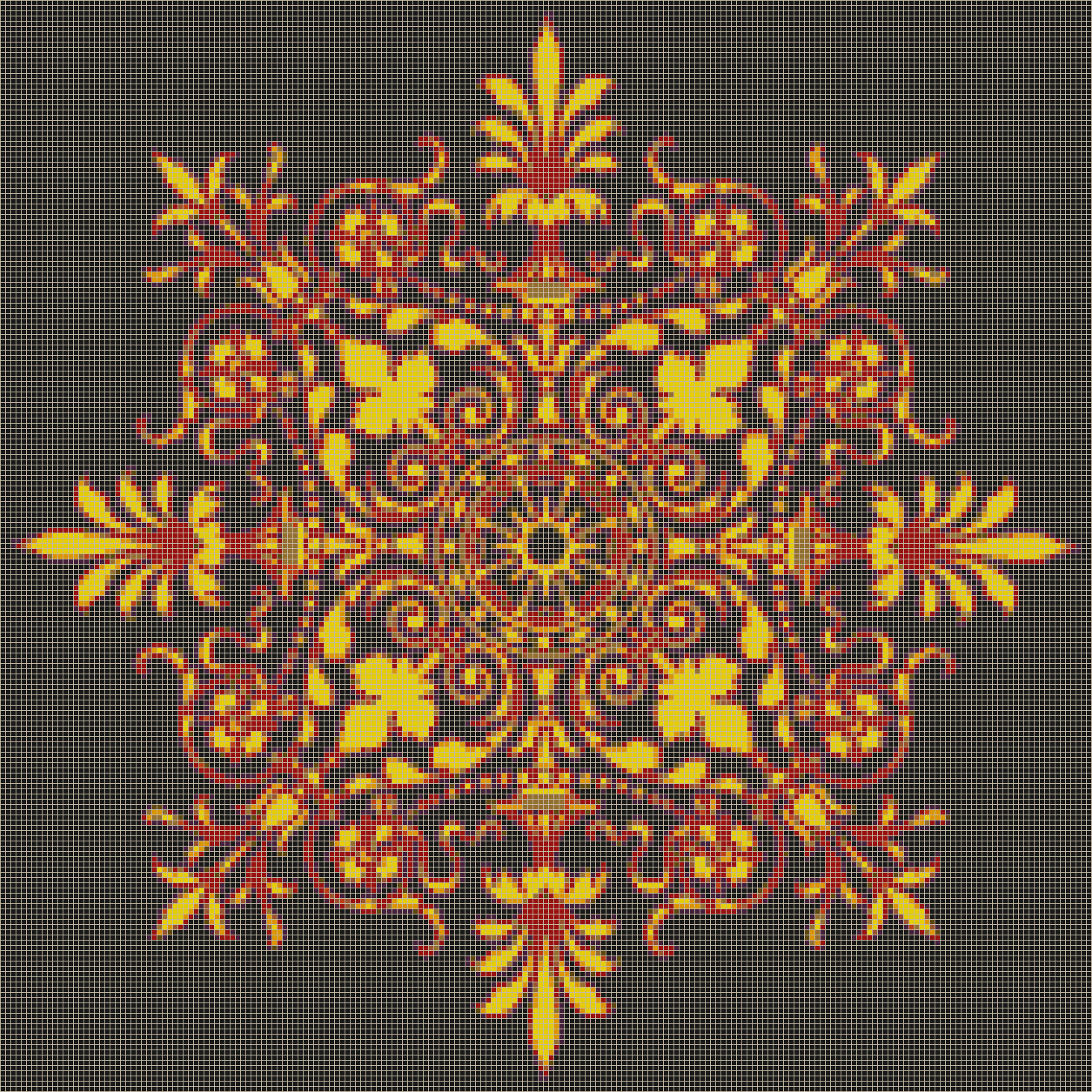 Victorian Ornament (Red-Yellow on Black) - Mosaic Tile Picture Art
