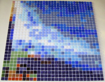 Custom Mosaic Tile sheet during assembly (showing back of tiles)