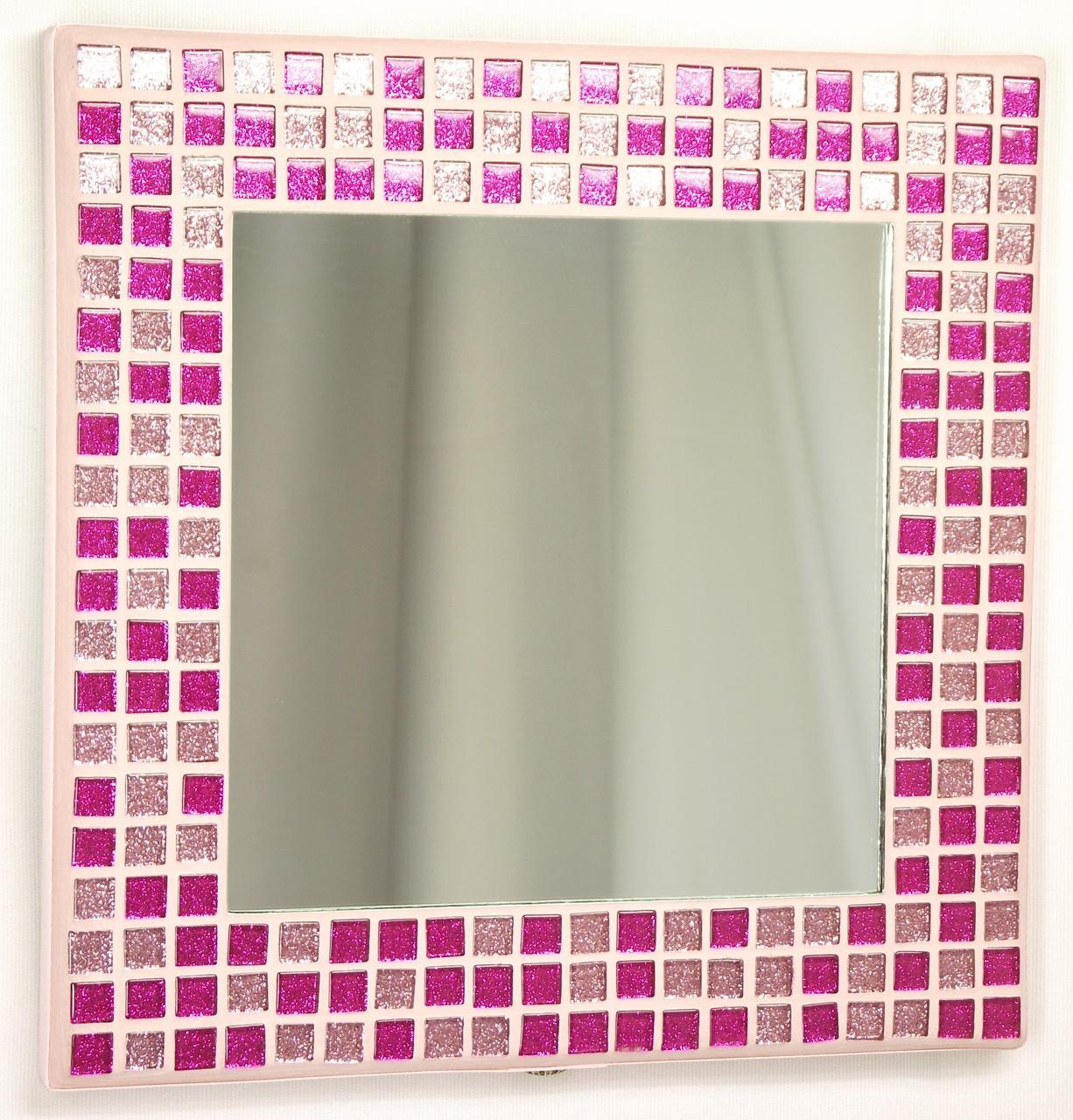 Pink Glitter 23cm Mosaic Mirror