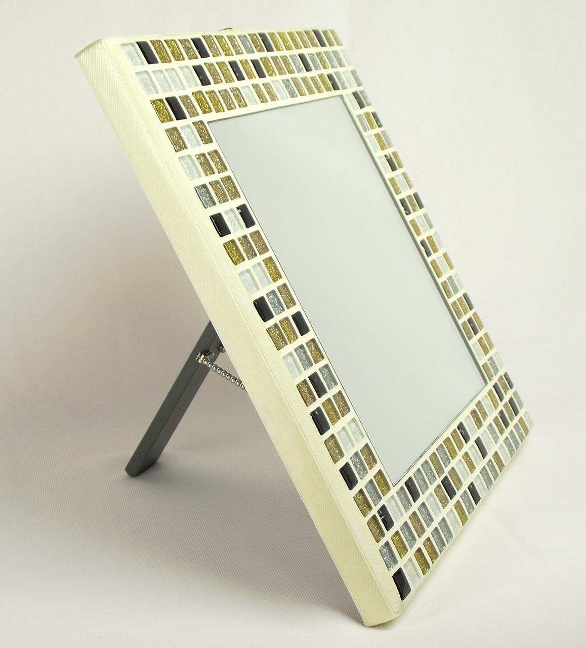 Midas Glitter 23cm Mosaic Mirror with Stand