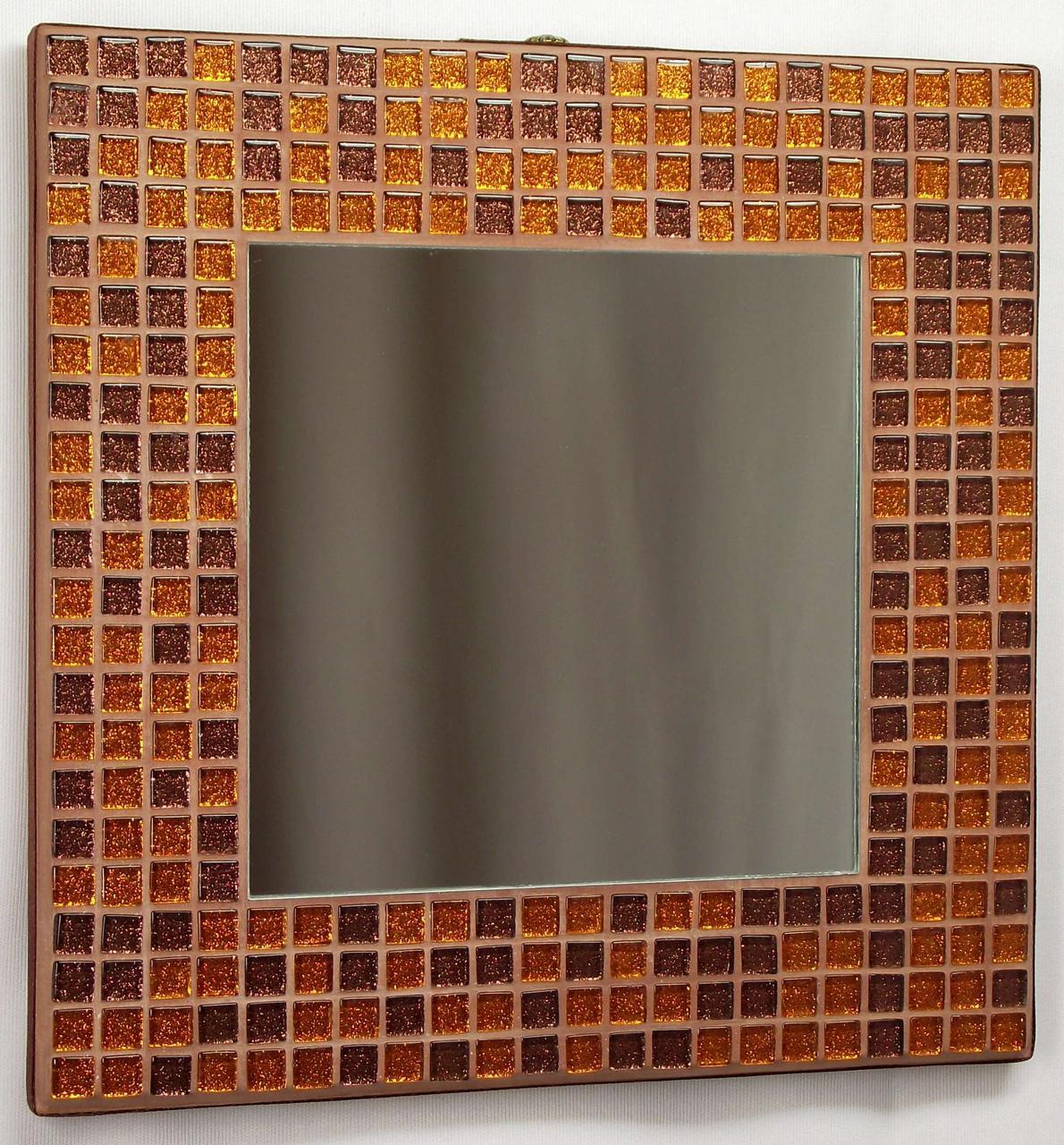 Copper Glitter 25cm Mosaic Mirror