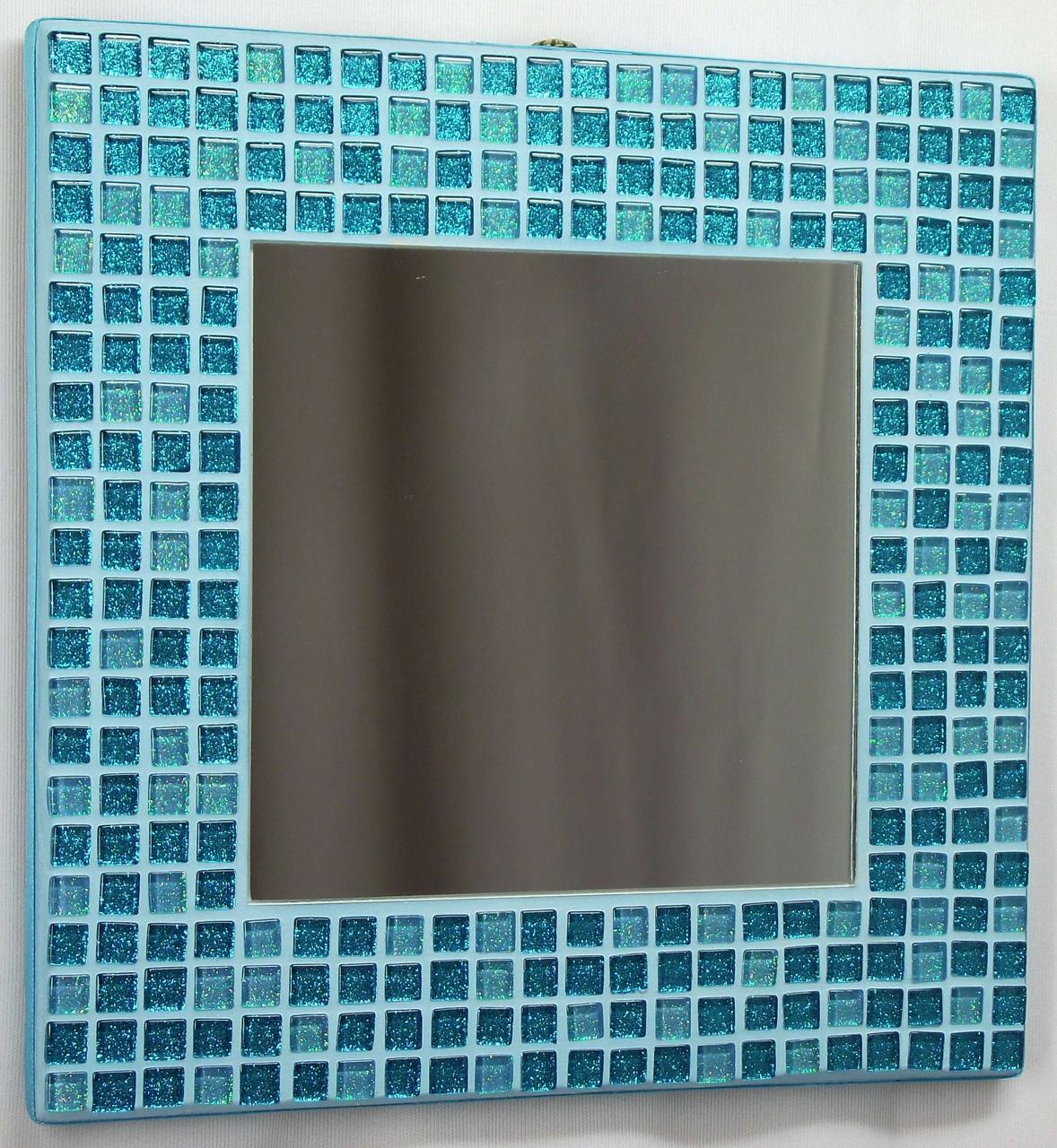 Turquoise Glitter 25cm Mosaic Mirror