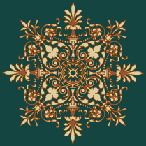 Victorian Ornament (Terra-Brown on D-Marine) - Tile Mosaic