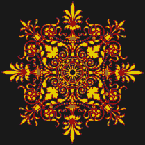 Victorian Ornament (Red-Yellow on Black) - Tile Mosaic
