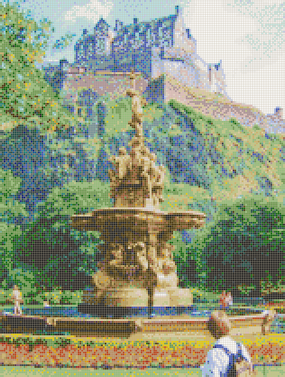 Edinburgh Castle and Fountain - Mosaic Tile Picture Art