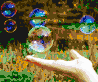 Hand with Bubbles - Framed Mosaic Wall Art