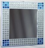 Silver-Blue Glitter Corners 23cm - Mosaic Tiled Mirror