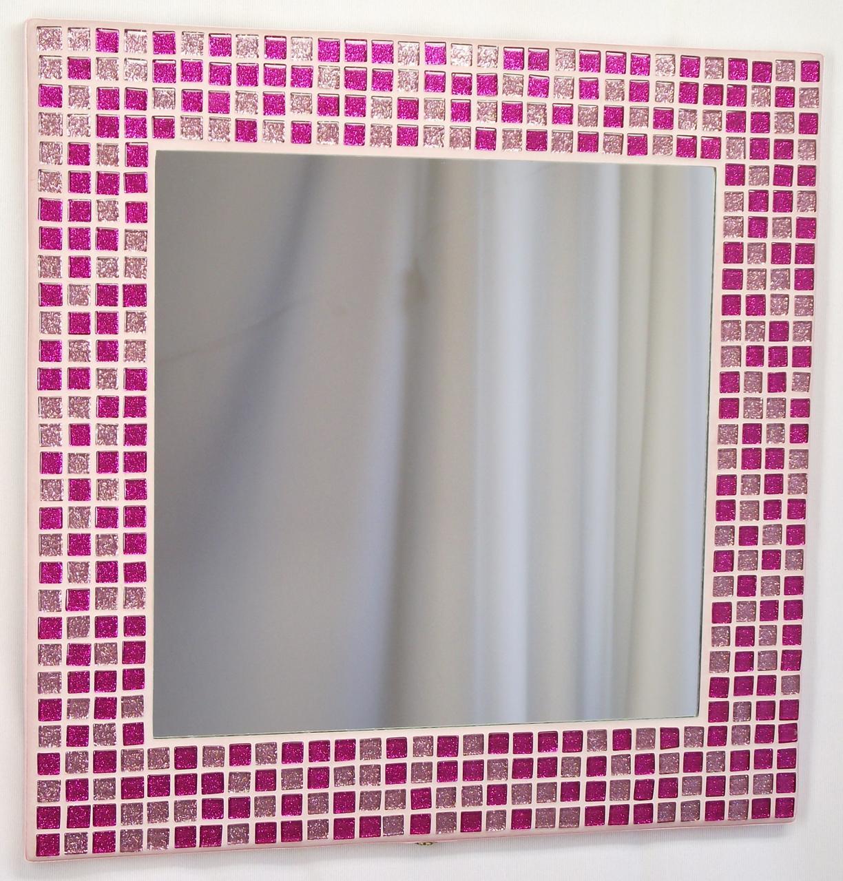 Pink Glitter 35cm Mosaic Mirror