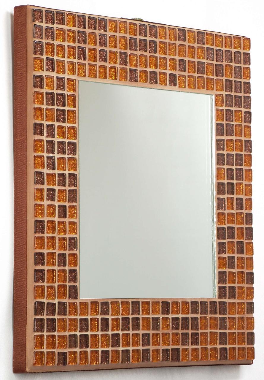 Copper Glitter 25cm Mosaic Mirror (side)