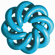 Turquoise Torus Knot (8,3 on White) - Mosaic Tile Art