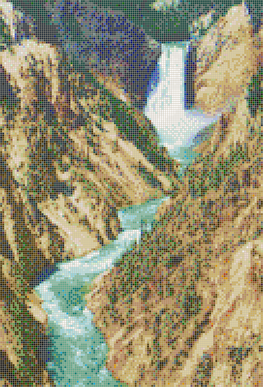 Yellowstone Waterfall from Artist Point - Mosaic Tile Picture Art