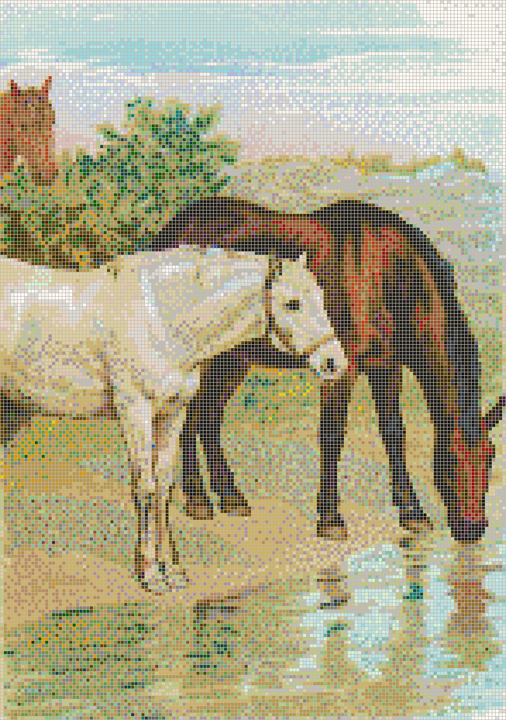 Horses Drinking - Mosaic Tile Picture Art