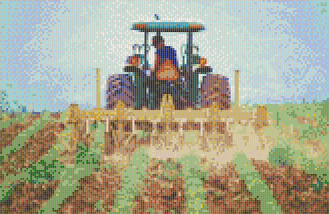 Tractor cultivating soybeans - Mosaic Tile Picture Art