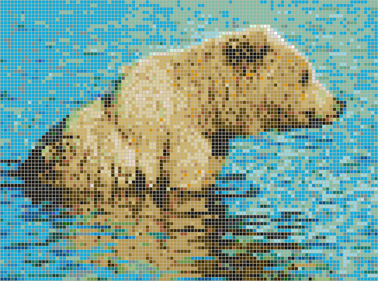 Brown Bear in Creek - Mosaic Tile Picture Art