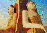 Buddah Statues at Kyaik Pun Paya - Framed Mosaic Wall Art